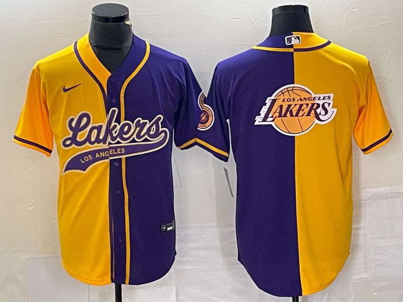 Men Los Angeles Lakers Blank yellow purple 2023 Nike Co Branding Game NBA Jersey style 7
